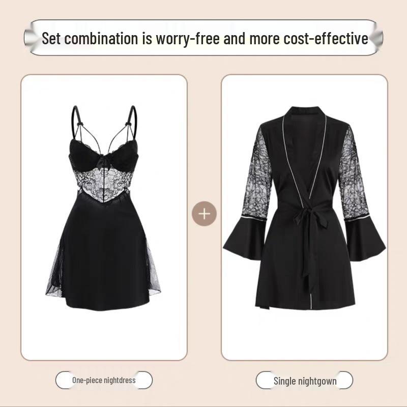 Dámská hedvábná krajková camisole šaty na spaní Luo Qianxu s vycpávkami - Možnosti pro větší i menší poprsí