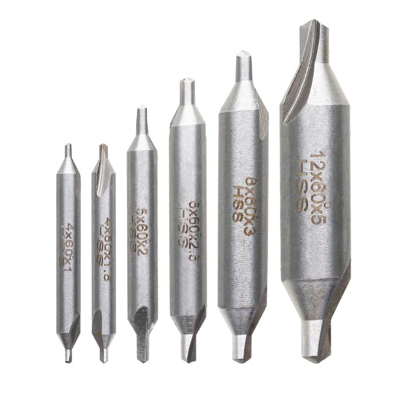 

6Pcs Center Drill Bits Set High Speed Steel Center Drill Bits Countersink Tools for Lathe Metalworking 1/1.5/2/2.5/3/5mm 1