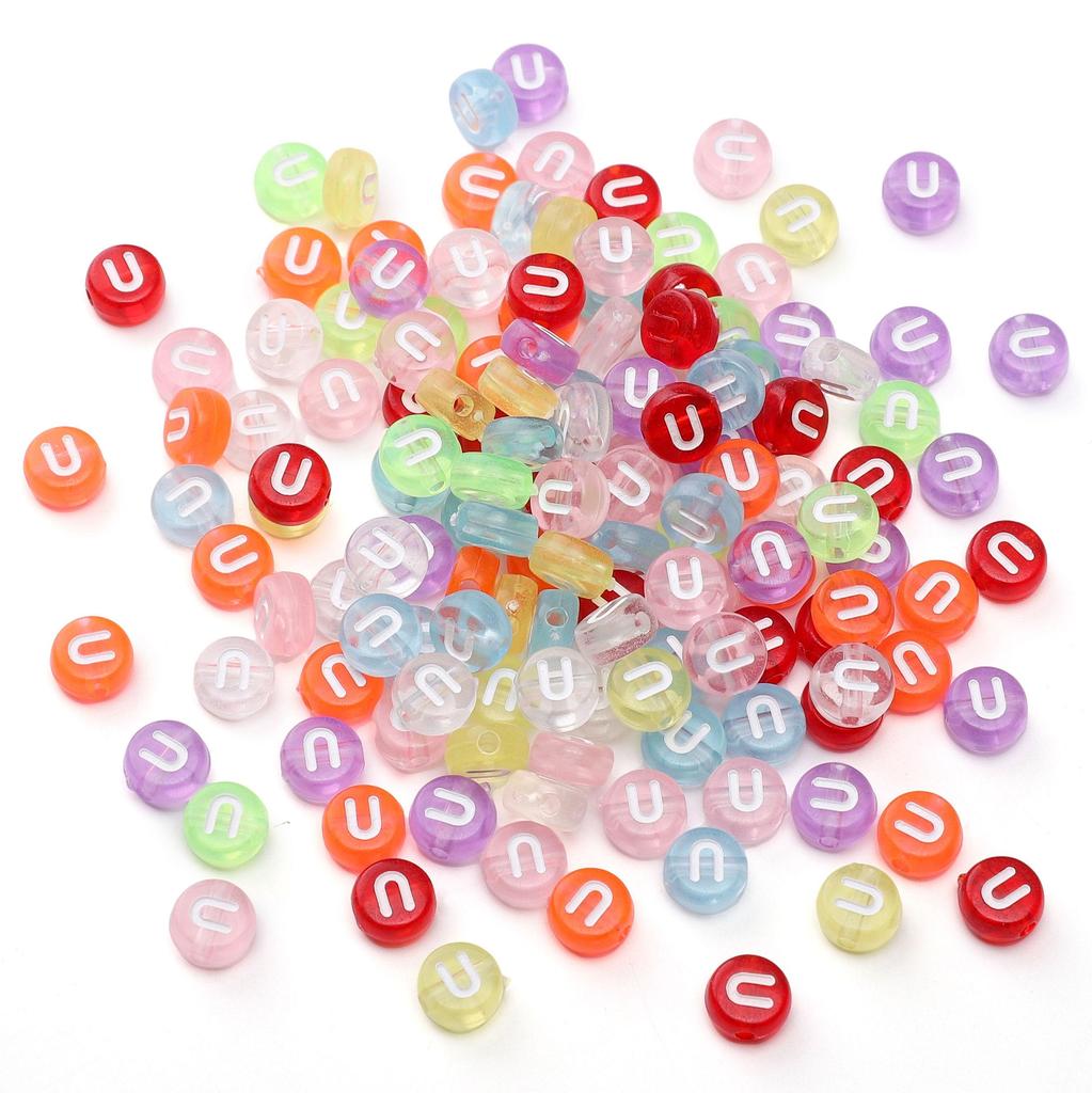 100Pcs Acrylic Letter Beads Round Loose Beads for DIY Bracelet Fashion Jewelry Making