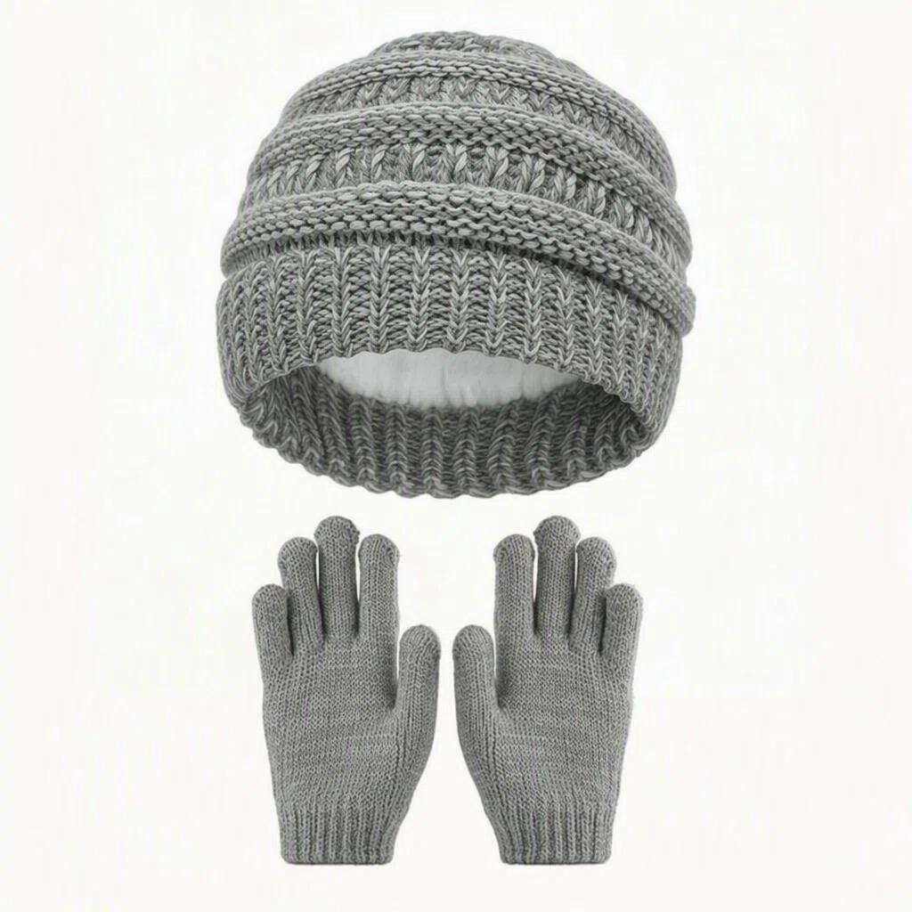 Kinderen Winter Warm Gebreide Set Pompon Muts Sjaal Handschoenen 3-Delige Set Of Enkele Muts Winddicht Oorbescherming Voor Jongens Meisjes Koud Weer Buiten