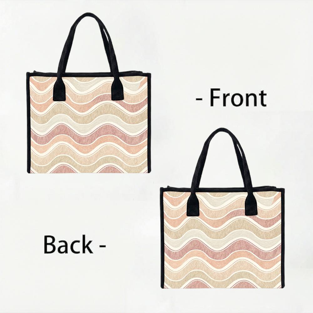 Wave Pattern Tote Bag Fashion Casual Large Capacity Daily Carry Handbag