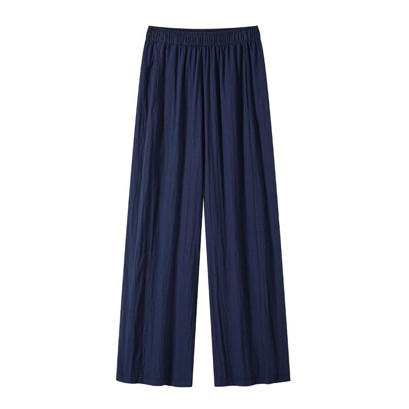 

Light and cool pants women s summer new casual pants drape lazy and thin small cloud wide-leg pants L темно-синий