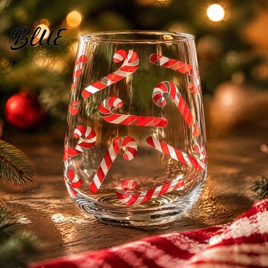 Christmas Wine Glasses Tumbler 300ml Santa Reindeer Snowman Cocktails Glass Tree Design Lead-free Kitchen Party Supplies Holiday Drinkware