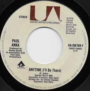 

7inch Record PAUL ANKA - Anytime (I ll Be There) / Something UAXW789Y UNITED ARTISTS 1976 US Pop Used