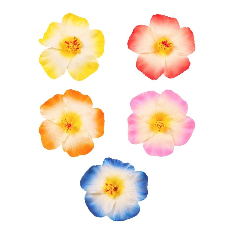 5 Pieces Tropical Flower Hair Clip for Women Girls Lightweight Comfortable Hair Ornament Secure Grip Cloth Fabric