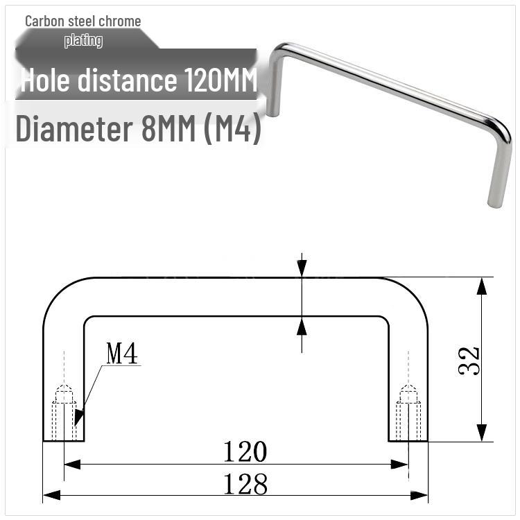 Maniglia a U per Armadio in Acciaio Inossidabile 304, Pomolo Rotondo in Acciaio al Carbonio Lucidato, disponibile nelle misure M3, M4, M5.