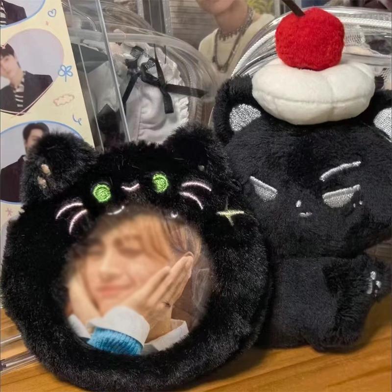 Cartoon Badge Plush Card Holder Cat Ear Badge Protector Display Anime Accessories Keyring Decor Clothes Backpack Ita Bag Pendant