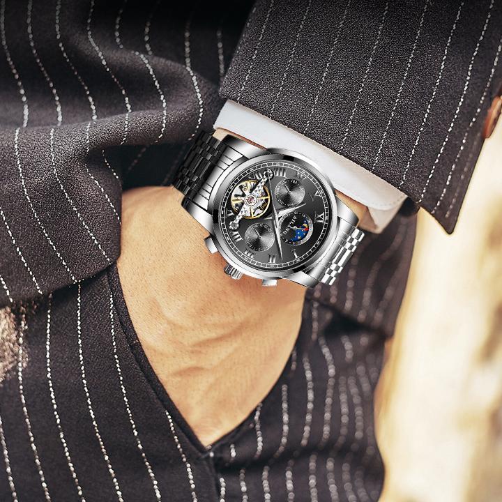 AILANG Neue Business Tourbillon Hohl Vollautomatische Mechanische Uhr Herrenuhr Wasserdichte Herrenuhr