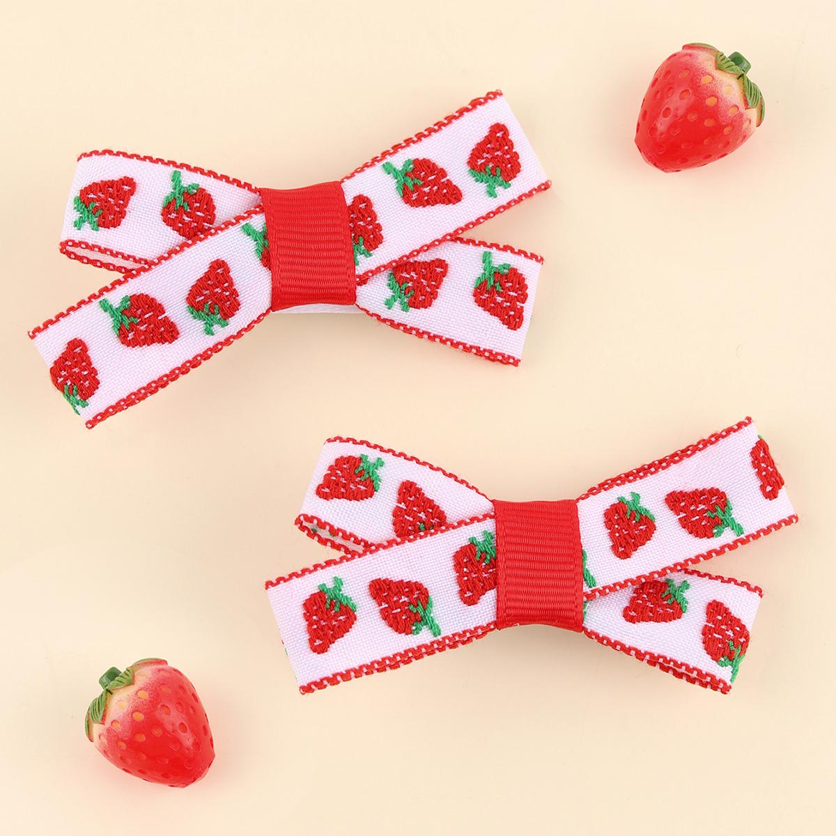 

2 шт. Милые плюшевые заколки для волос с клубникой для девочек, фруктовые заколки-клипсы для волос, боковые заколки для волос, детские модные подарки, аксессуары для волос