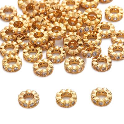 Copper Micro Inlaid Zircon Diamond Ring Spacer Beads for DIY Jewelry Making