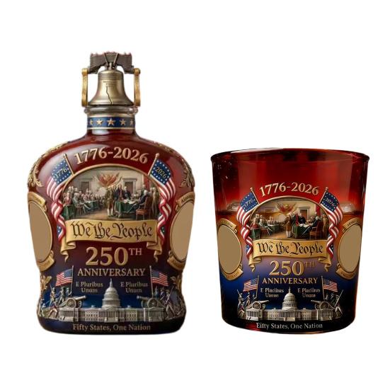 250. výročí Whiskey karafa Láhev USA. Sklenice na whiskey k 250. výročí Dárek ke Dni otců pro lihoviny Bourbon Víno