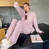 Purple and Orange Pajamas Set Sweet Flower Pajamas for Women, Winter Season, Thick Coral Fleece, Half-sleeve Robe Set