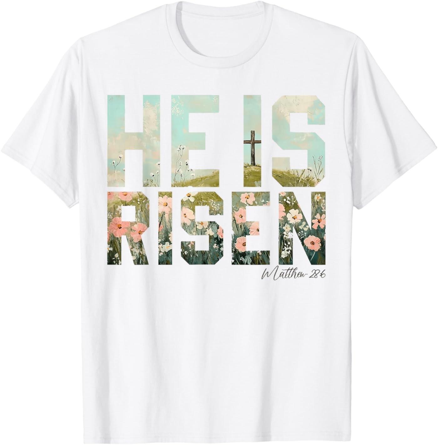He is Risen Boho Easter Christian Jesus T-Shirt XL
