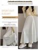 High Waist Autumn/Winter Pleated A-line Knit Skirt with Slimming Design
