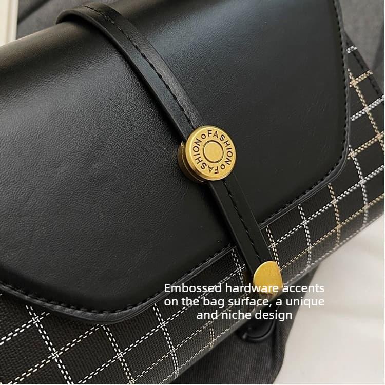 Plaid Splicing Flip Small Square Bag Women's Portable Messenger Bag