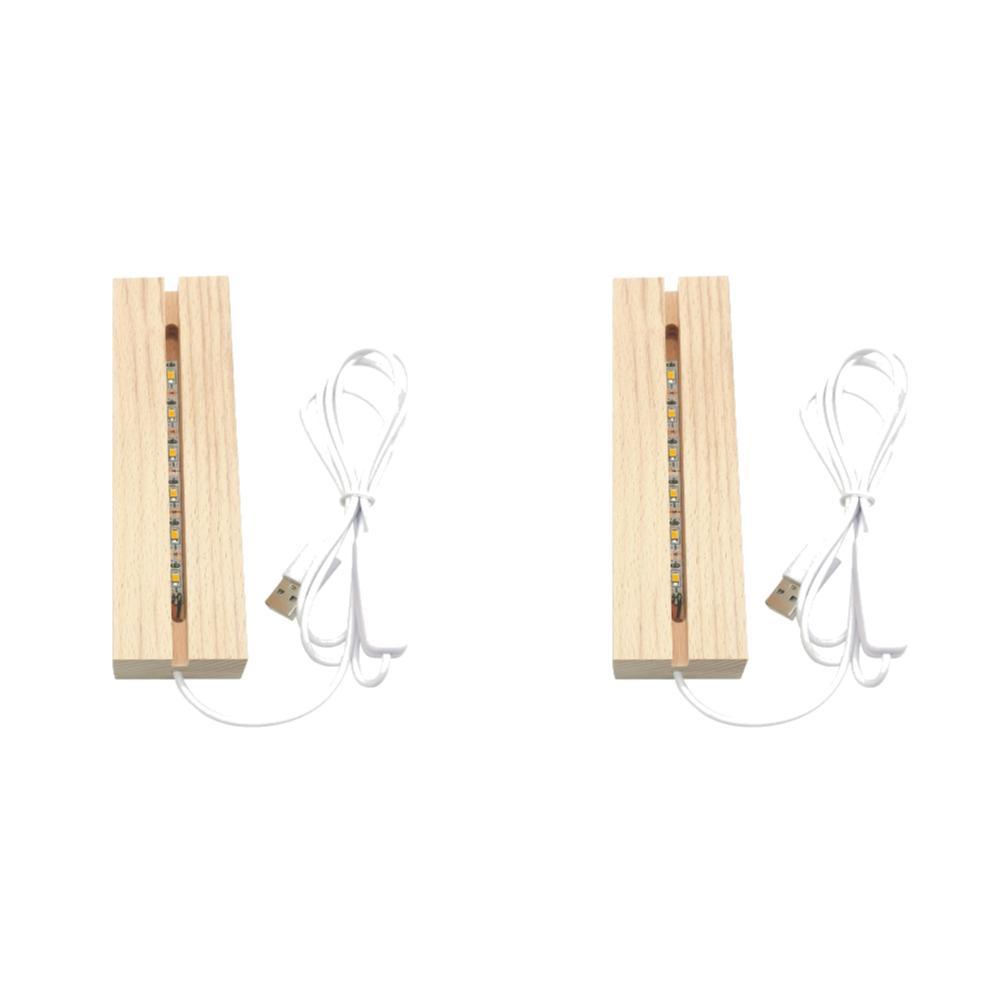 10-1pcs LED Wood Light Display Crystal Wooden Lighted Base Stand Acrylic Light Plate Base USB Wooden Base for Resin Art Lights