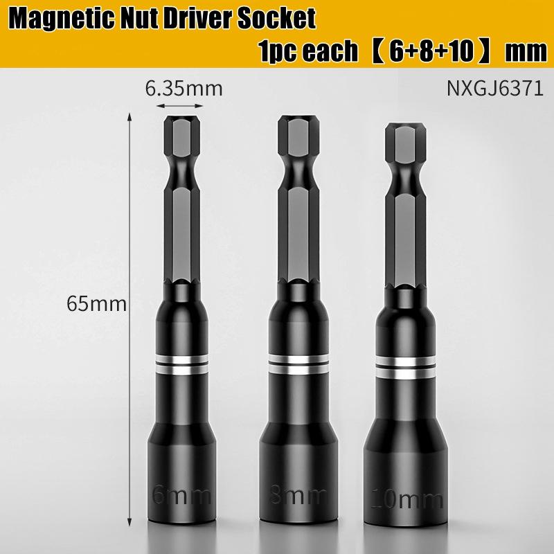 CR-V Steel Magnetic Nut Screwdriver Socket Bits For Power Drills Hex Shank Driver/Adapter Socket Wrench Tool Parts Accessories