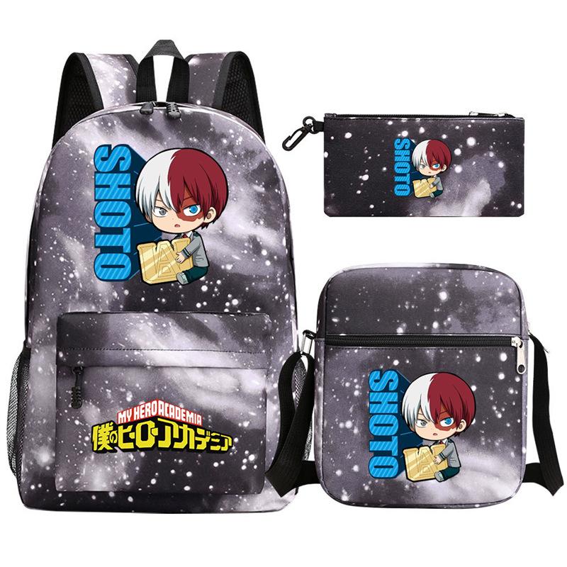 Young Students Schoolbag Animation Three-Piece Backpack Diagonal Hanging Bag Pencil Case
