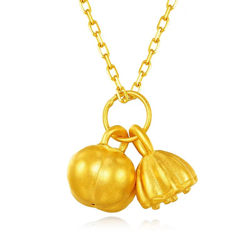 Вьетнамское золотое ожерелье с песком и милым кулоном-хурмой - Подарок  Хорошее приходит одно за другим  Pendant Only