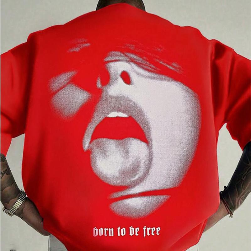 New Summer Men's Fashion T-shirt Sexy Lips Printed Men's T-shirt Top