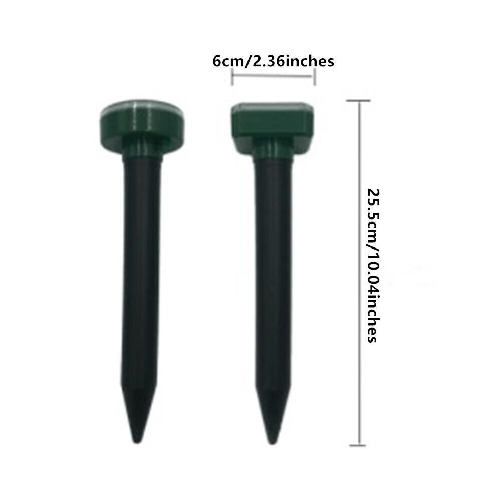 (Round, 4PCS) Mole Rat Repellent Outdoor Solar Ultrasonic Vibration Repeller Spike Pest Deterrent For Lawn Garden Courtyard Farm