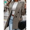 Tooxika Women's Autumn And Winter New Retro Double-breasted Plaid Print Small Suit Women's Mid-length Coat
