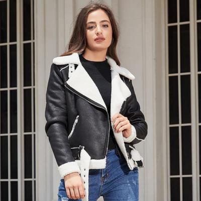מעיל זמש נשים בסגנון סתיו וחורף פרווה חמים מעיל עור אמיתי אירופאי ואמריקאי מעיל דש לנשים