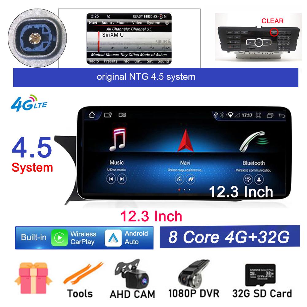 12.3 Inch IPS Screen Android 14 For Mercedes Benz C Grade W204 2011 - 2014 NTG 4.5 System Car Video Radio Stereo GPS Navigation