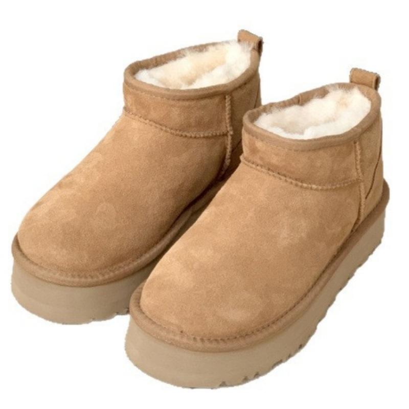 Thick-soled snow boots Sangpo Village 2025 new winter fur integrated short tube heightening thickened warm cotton shoes outer wear