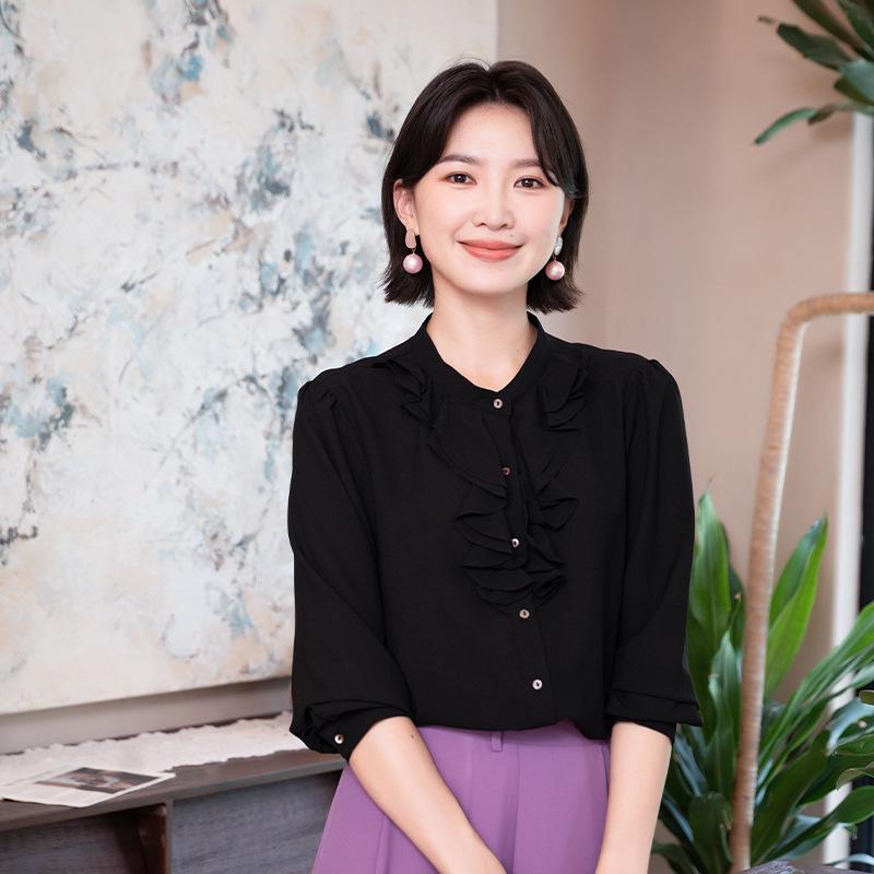 

YUN Women s Autumn Long-Sleeve Professional Shirt L (105-120 jin) чёрный