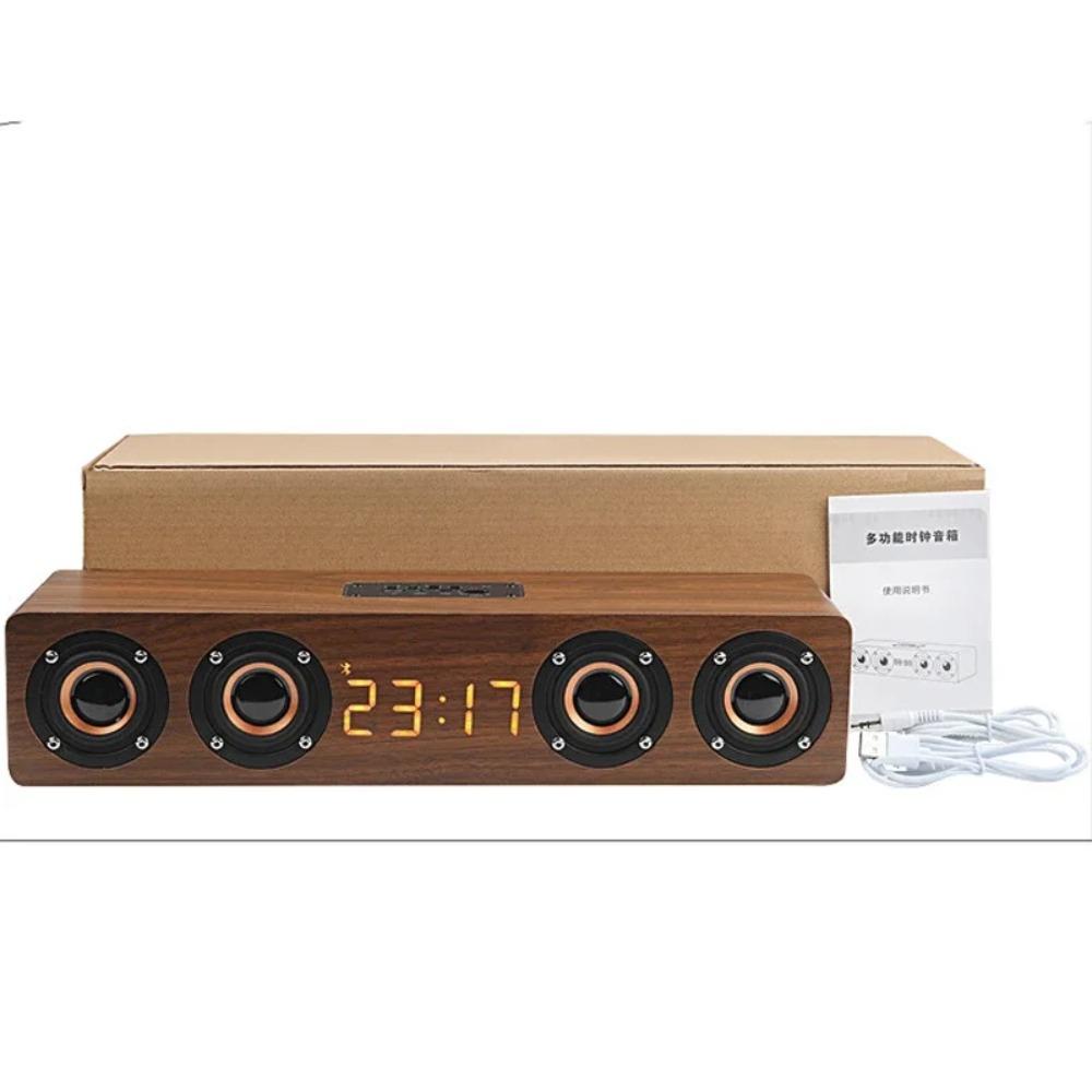 Wooden Soundbar Bluetooth Speaker Music Acoustic System 40W HIFI Stereo Music Surround LED Display Outdoor Speaker With FM Radio