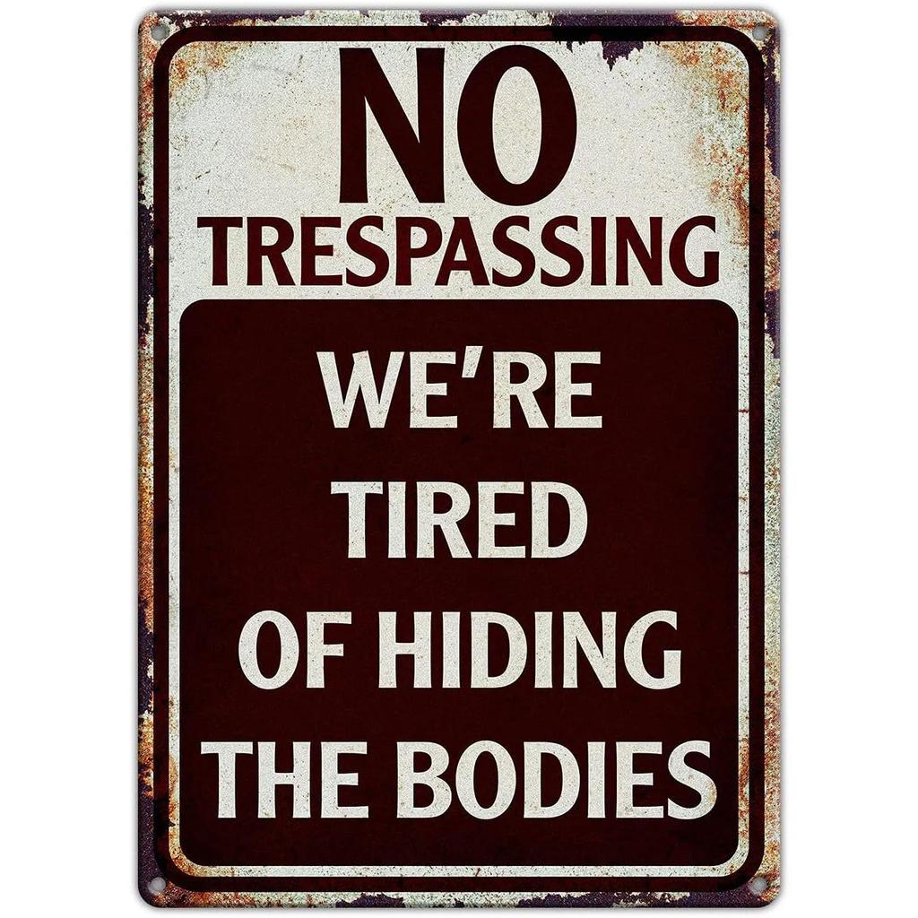 Retro No Trespassing Metal Poster Iron Decoration Perfect for Home Cafe Garage Club Bar Pubs