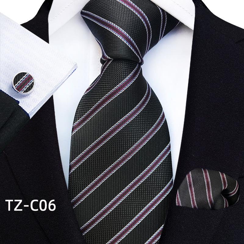 Men's Black Business Tie Gift Set: Striped & Plain Ties, Pocket Square, Tie Clip