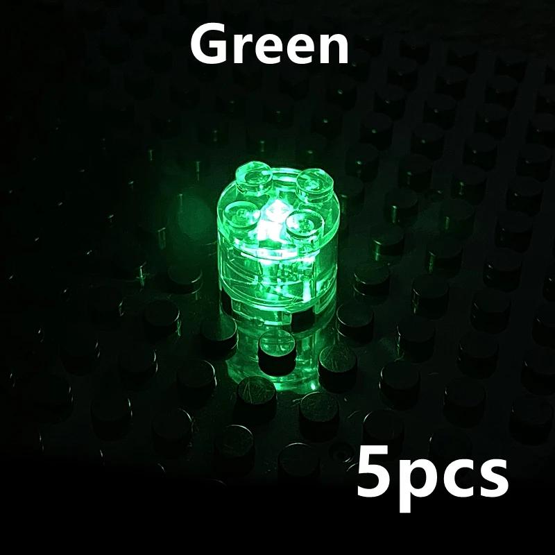 LED Light 5Pcs Brick Round 2x2 Dot Flash Color Light Emitting Classic Accessories Compatible Leduo Construction Building Blocks