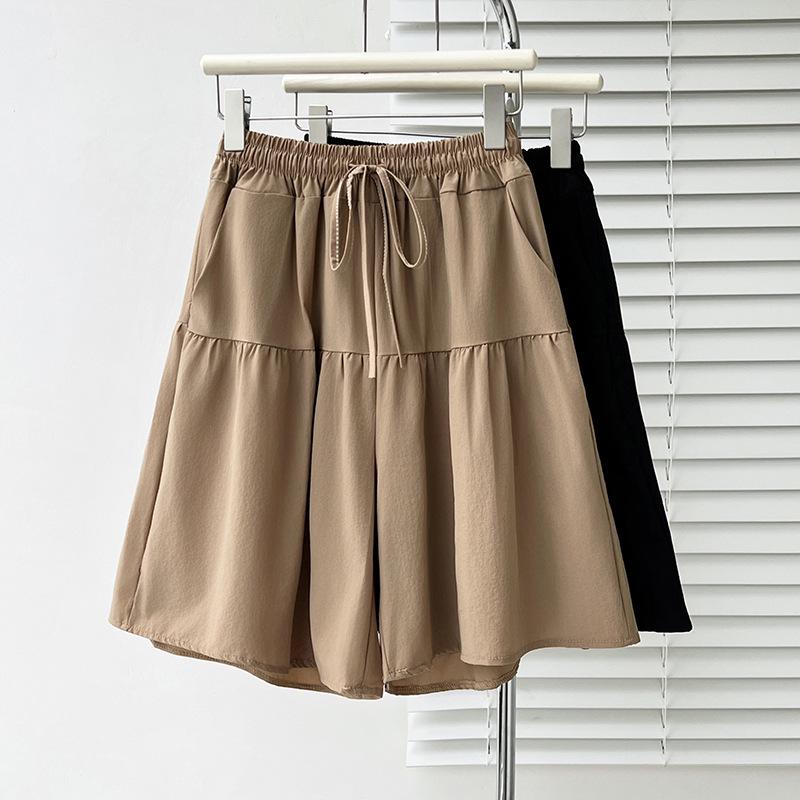 

Plus Size High Waist Slimming Shorts - Summer Thin Style, Loose Wide Leg Capris for 200 Jin 3XL (150-180 Jin) кавовий