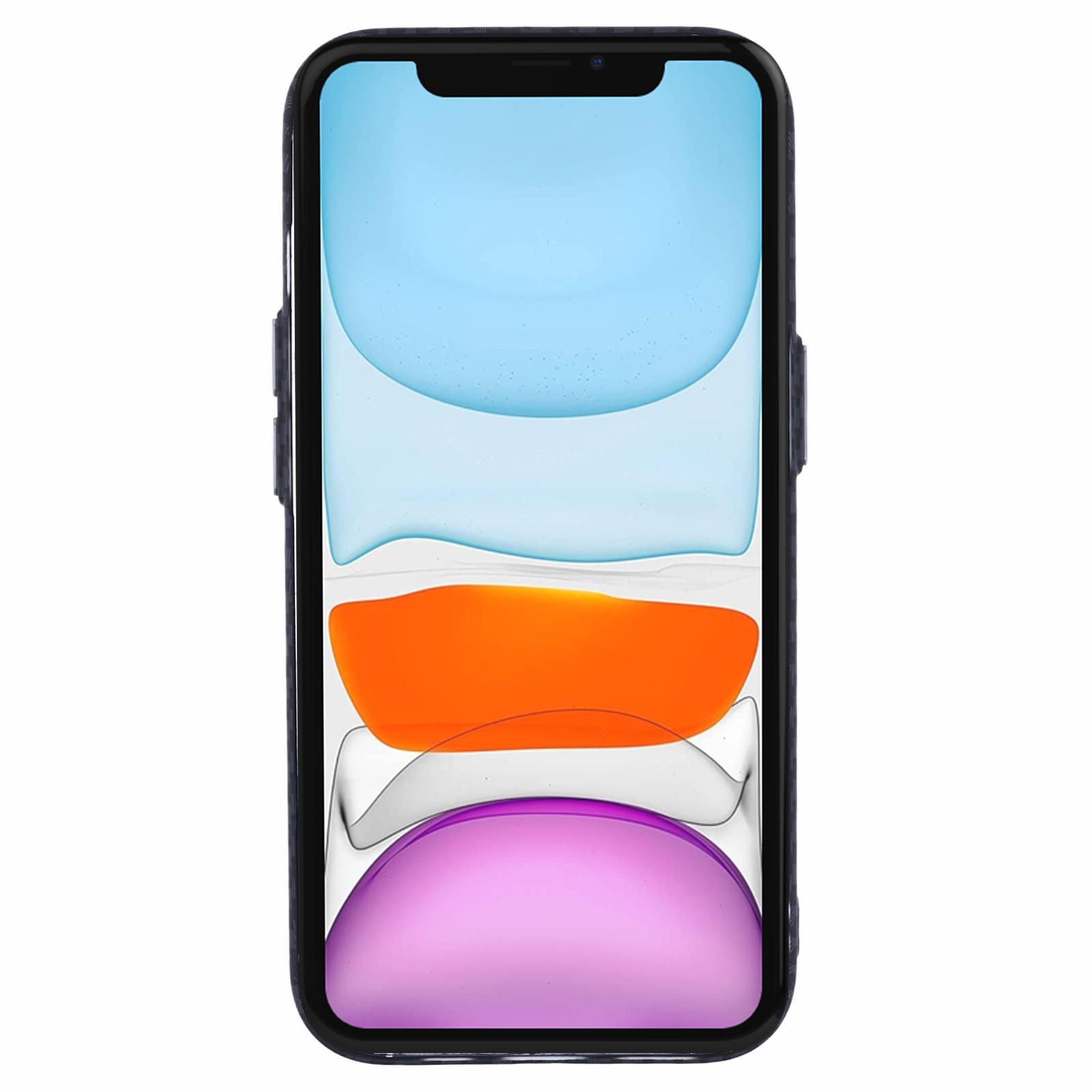 

For iPhone 11 Case Compatible with MagSafe Carbon Fiber Texture Water-Transfer PC Phone Cover Black