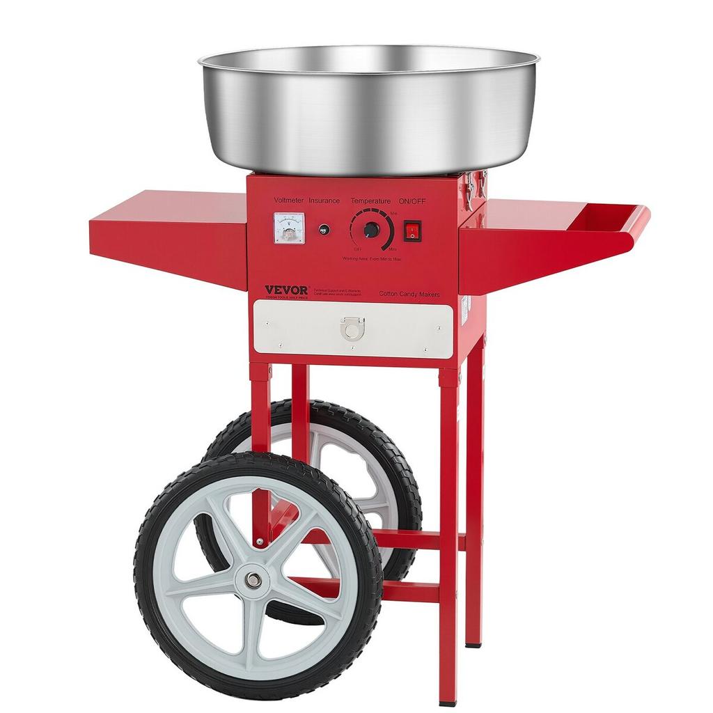 Commercial Cotton Candy Machine with Cart Sugar Floss Maker 1000W Red