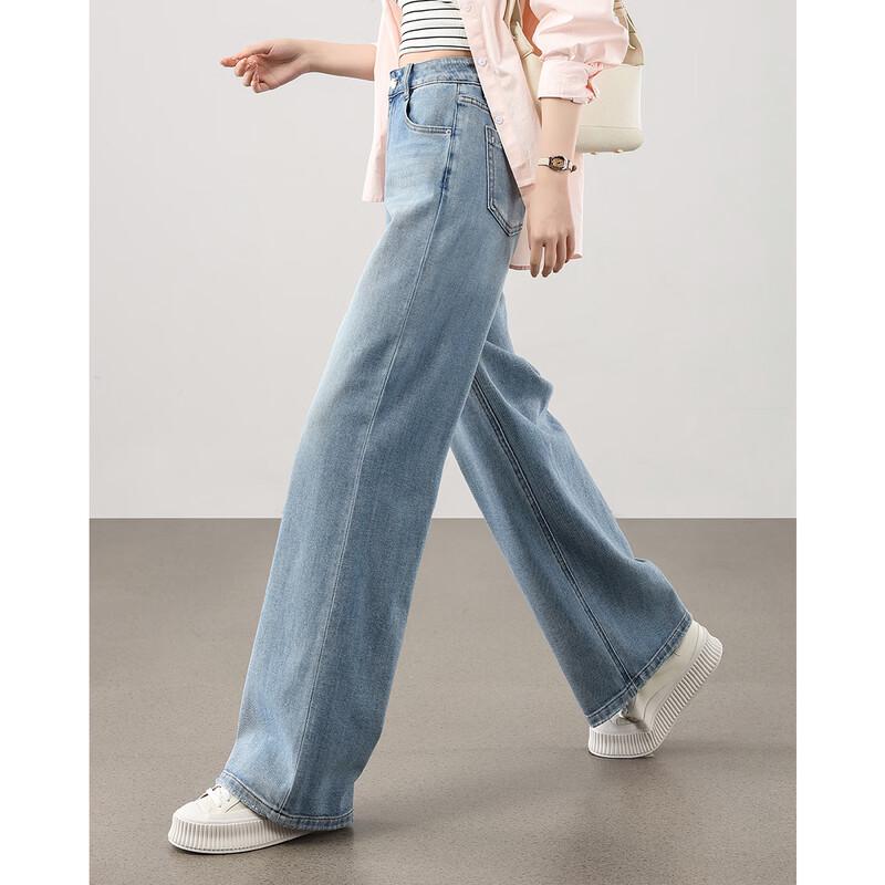 TERRE BLEUE Retro High-Waist Straight Wide-Leg Jeans for Women