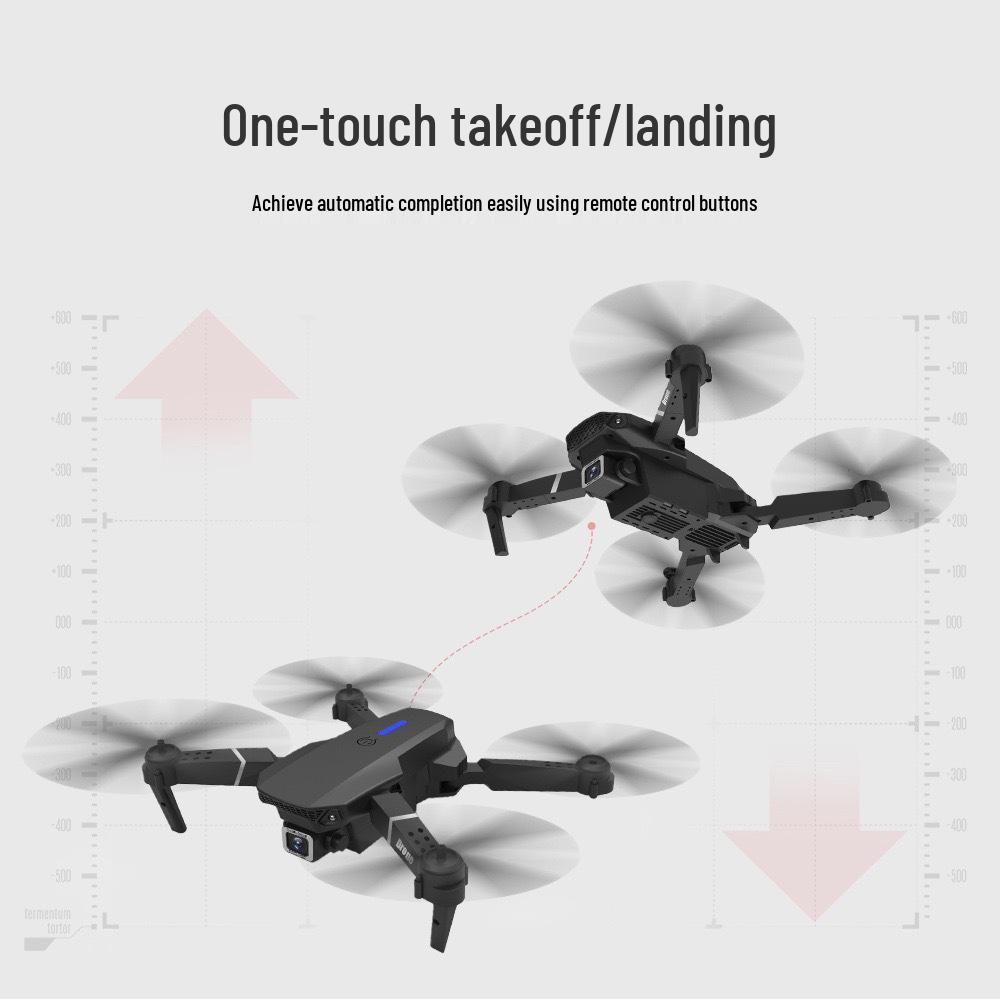 Drone E88 Transfronteiriço: Brinquedo Profissional de Fotografia Aérea com Longa Duração de Bateria para Crianças de 6 a 12 Anos.