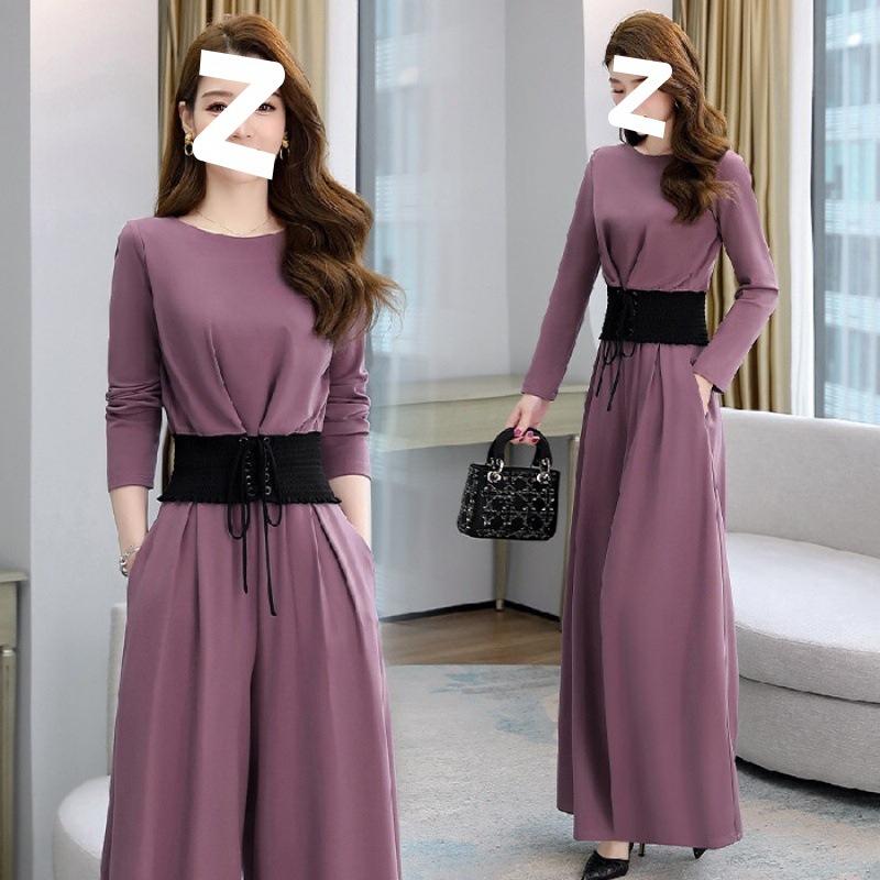 Spring and Autumn Plus Size Goddess Style Two-piece Fashionable Age-reducing Temperament Royal Sister Loose Wide-leg Pants Suit for Women