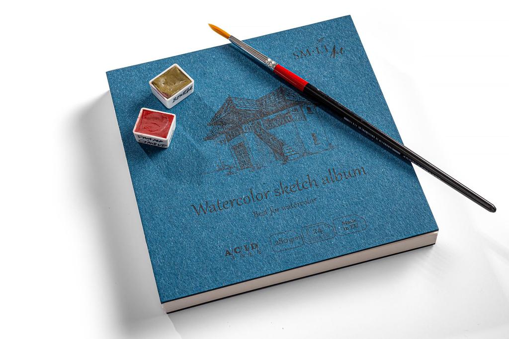 Authentic Sketchbook Watercolor Premium Watercolor Paper Lay Flat Binding Size 140 X 140mm SM•LT