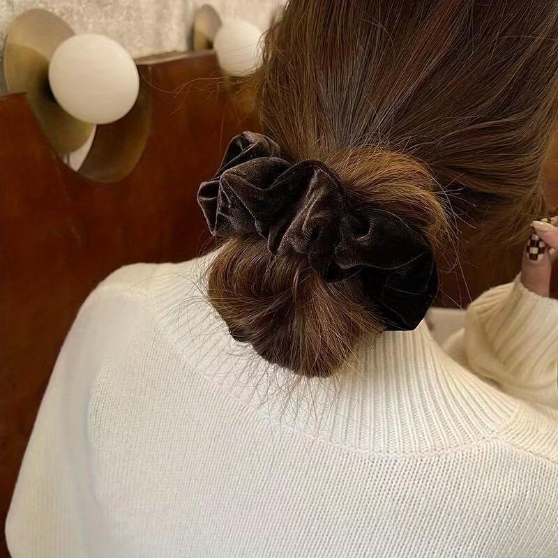 Women Hair Scrunchies Vintage Velvet Solid Color Hair Band for Girls Ponytail Holder Rubber Bands Hair Ties Accessories
