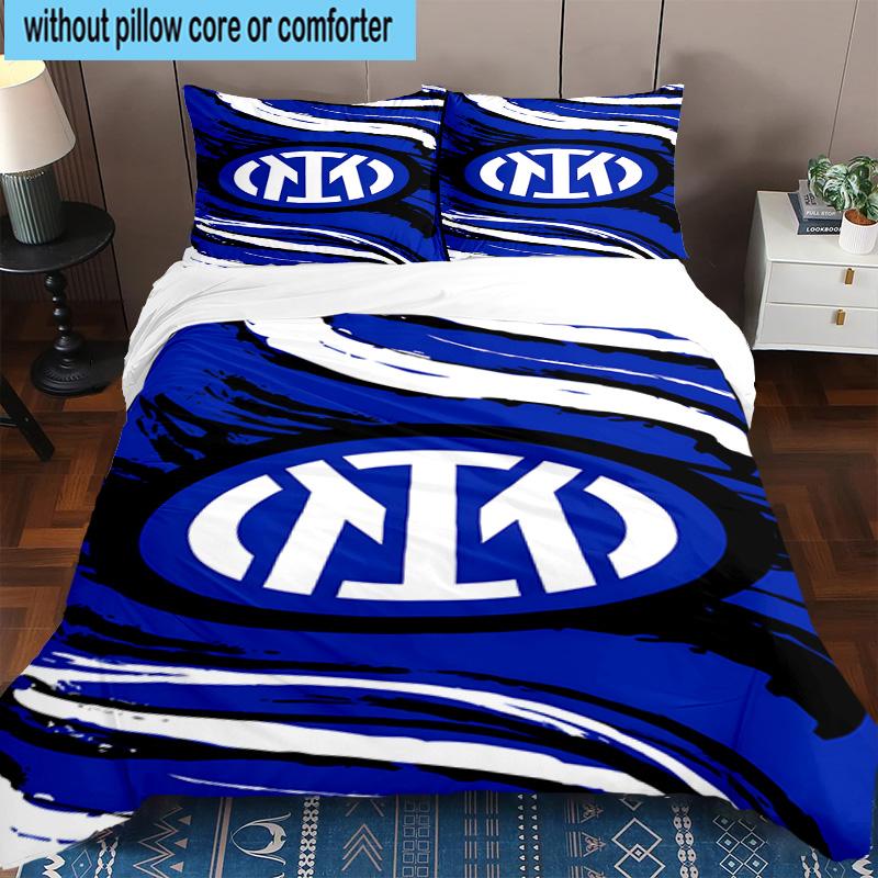 3 pezzi F.C. Set Biancheria da Letto Stampato Internazionale Milano Chiusura Copripiumino Include 1 Copripiumino & 2 Federe Set Biancheria da Letto Decorazioni per la Casa Regali