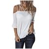 Women Fashion Plus Size Flare Sleeve Off Shoulder T-shirt Solid Color Top