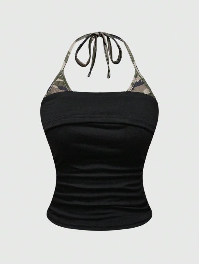 Y2K Spicy Girl Retro Wing Print Lace-up Bandeau Top