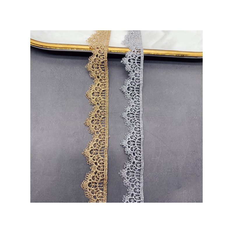 9Meters/lot 2cm wide gold and silver silk thread water-soluble embroidery lace women's dress wedding accessories