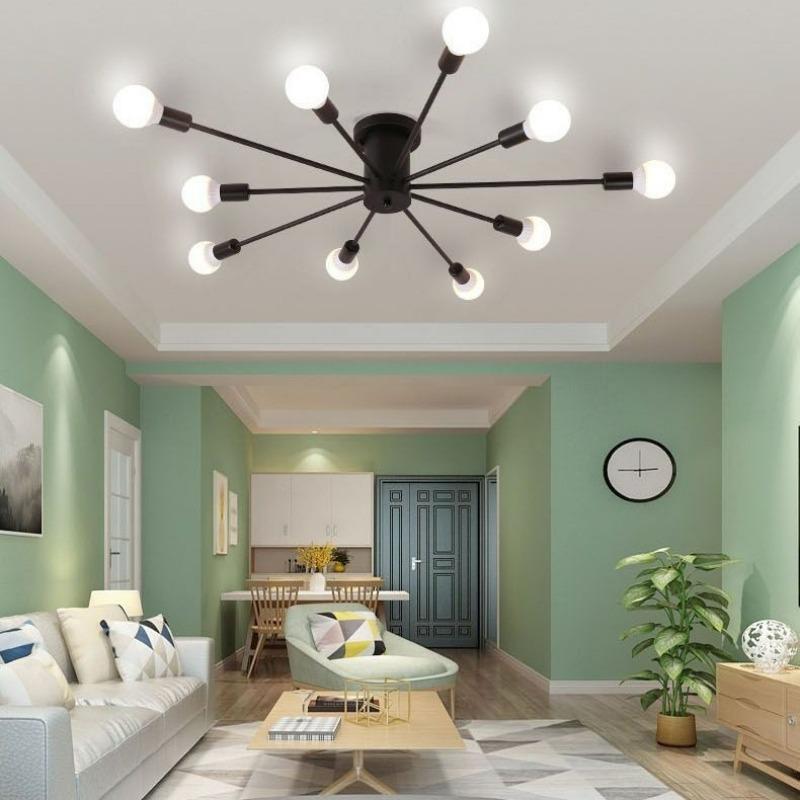 Lampada da soffitto in ferro battuto nordico Personalite Grand Living Room Light Semplice e moderna Sala da pranzo Studio Camera da letto Illuminazione