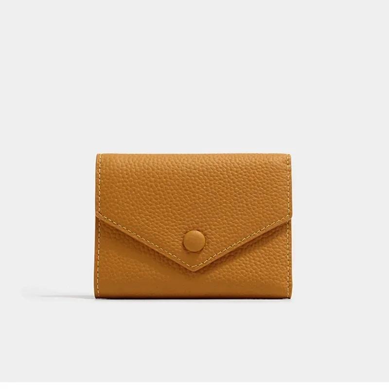 Multipurpose Zip Coin Cowhide Short Purse Women PU Leather Small For Wallet Envelope Card Holder Designer