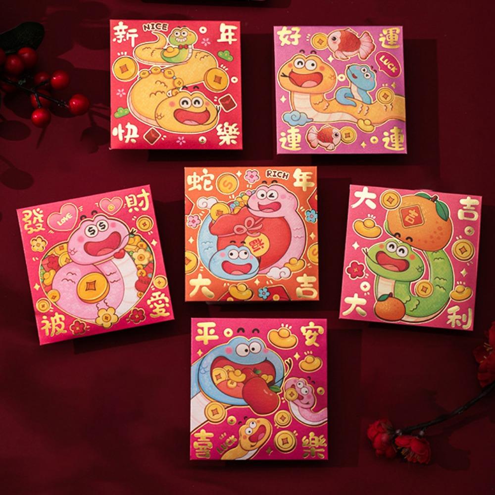 6pcs/set Chinese Style Coin Red Packets Cartoon Mini Money Bag Lucky Money Bag Kids' Gift