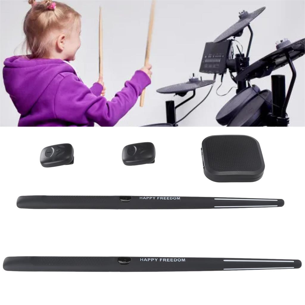 Virtual Electronic Drum Noiseless Air Drumstick Set with Drumstick Portable 3D Motion Sensing Drum Set for and Kids Set, Pedals, Beginners, Adults,
